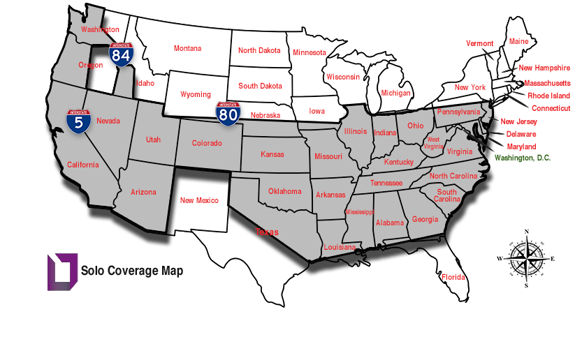 Tri-State Secured Transportation - Solo Truck Driving Coverage Map